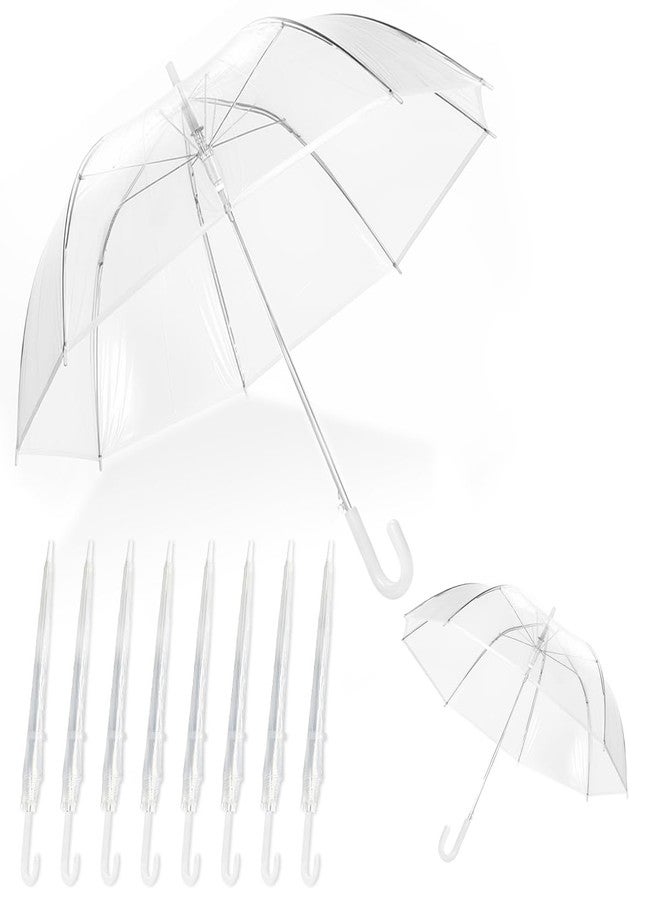 Quaocens 8 Pcs Clear Umbrella Wedding,Windproof Clear Umbrellas for Rain,Large Clears Umbrella for Two People,Transparent Umbrellas Bulk with J Shaped Handle for Wedding Supplies,Outdoor Activities - Image 1